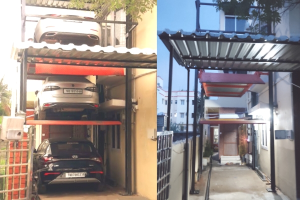 >Three Level Stacker Parking